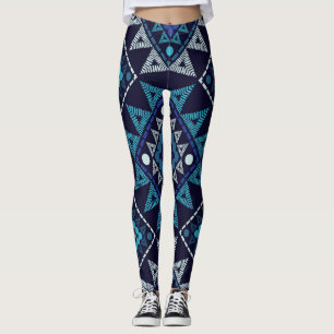 Leggings Patrón de bordado de Boho étnico sin mar
