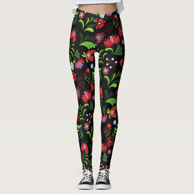 Leggings Patrón de Bordado Húngaro Matyo (Anverso)