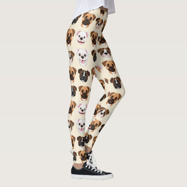 Leggings Patrón de Boxer Amante de Perro Adorable (Derecha)