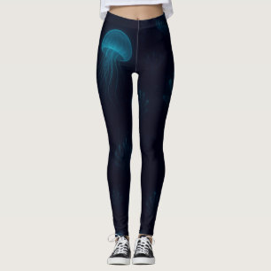 Leggings Patrón de brillo bioluminiscente de aguas profunda
