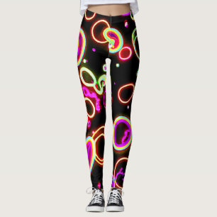 Leggings Patrón de brillo de neón vibrante
