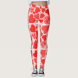 Leggings Patrón de brillo del corazón rojo
