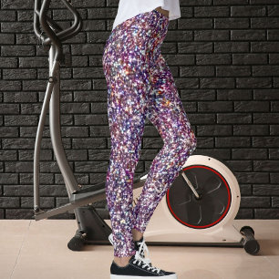 Leggings Patrón de brillo magenta rosa gris púrpura moderno
