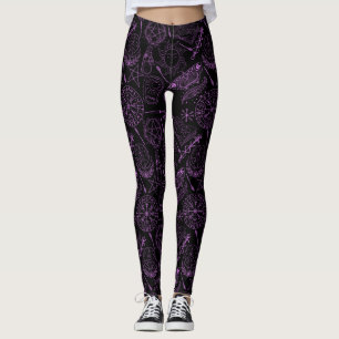 Leggings patrón de brujería 2506.Púrpura. Black BG