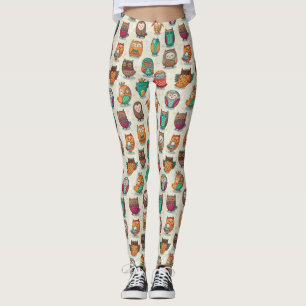 Leggings Patrón de búho de corte