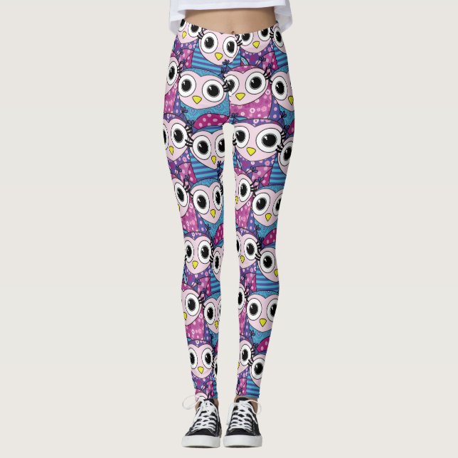 Leggings Patrón de búho de corte (Anverso)
