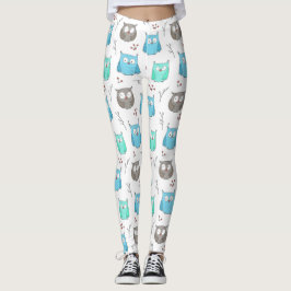 Leggings Patrón de búhos y ramas