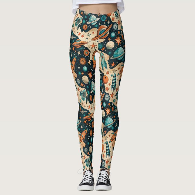 Leggings Patrón de buques de cohetes de naves espaciales vi (Anverso)