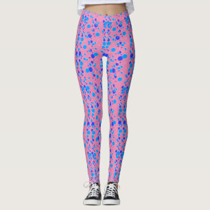 Leggings Patrón de burbuja C01.azul BG rosa