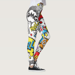 Leggings Patrón de Burbuja de Diálogo de Arte Pop de Cómic