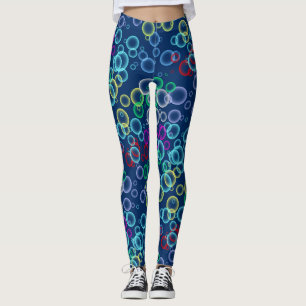 Leggings patrón de burbujas 02.b fondo azul oscuro