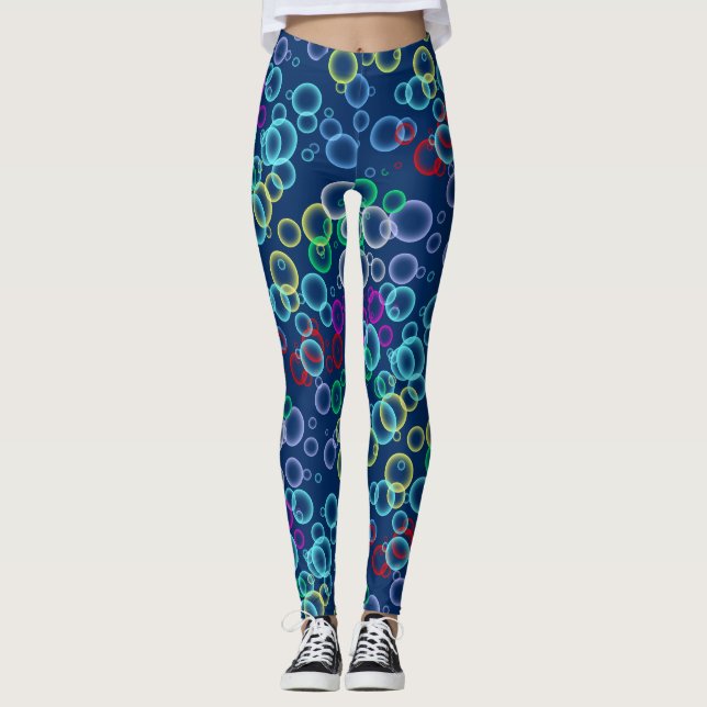 Leggings patrón de burbujas 02.b fondo azul oscuro (Anverso)
