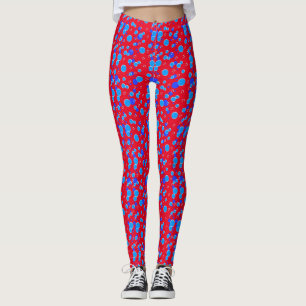 Leggings Patrón de burbujas C01.azul Red BG