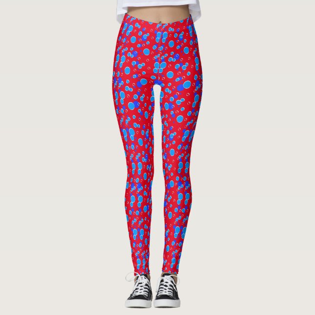 Leggings Patrón de burbujas C01.azul Red BG (Anverso)