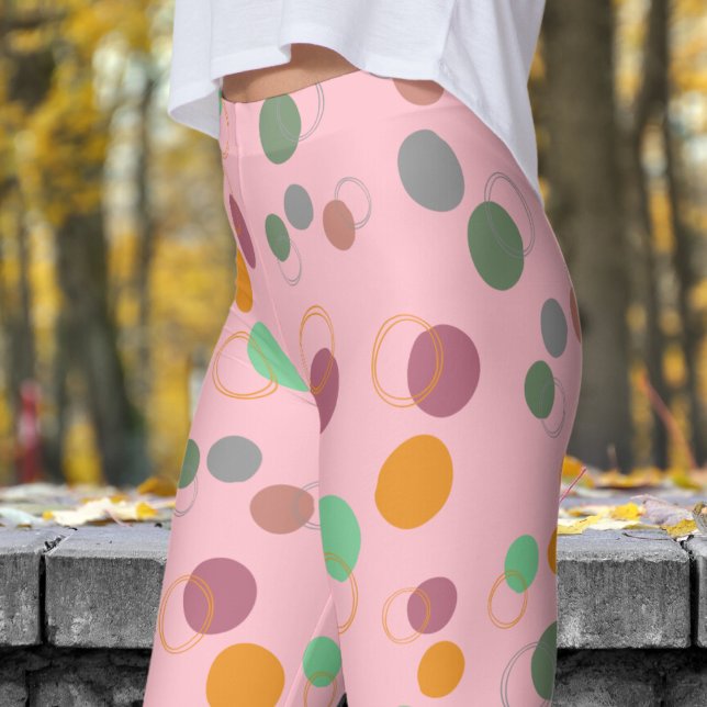 Leggings Patrón de burbujas rosadas (Bubbly Bubbles on Bubble Gum Leggings)