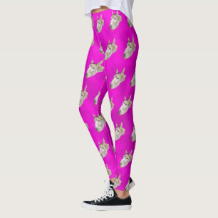 Leggings Patrón De Burro Púrpura Y Rosa Caliente