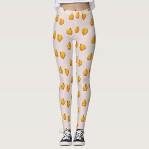 Leggings patrón de cabeza de calabaza naranja