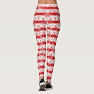 Leggings Patrón de cabezas de ciervo de Navidades blancos y