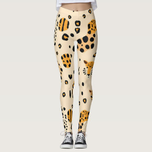 Leggings Patrón de cabezas de leopardo lúgubre