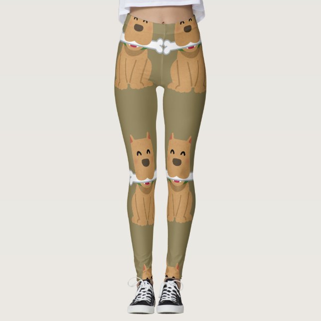 Leggings Patrón de cachorro y hueso (Anverso)