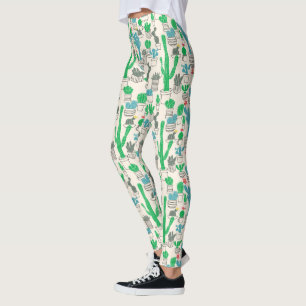 Leggings Patrón de Cacti floral natural