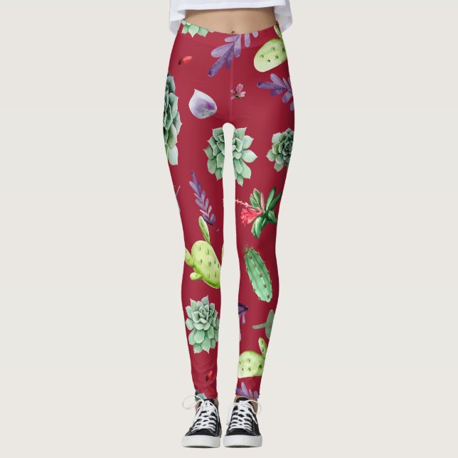 Leggings Patrón de cactus 4 (Anverso)