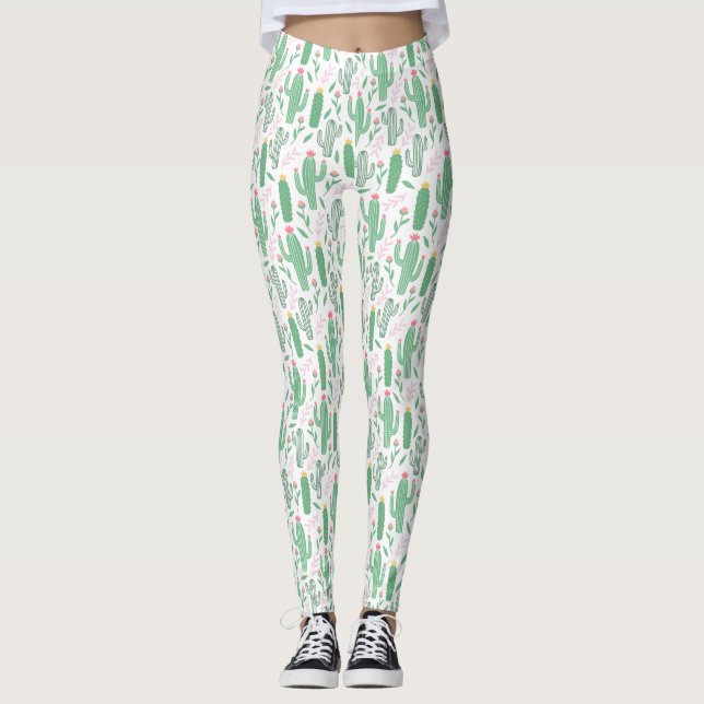 Leggings Patrón de Cactus de Cute Pricky (Anverso)