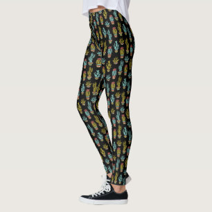 Leggings Patrón de cactus de grunge oscuro