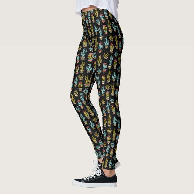 Leggings Patrón de cactus de grunge oscuro (Izquierda)