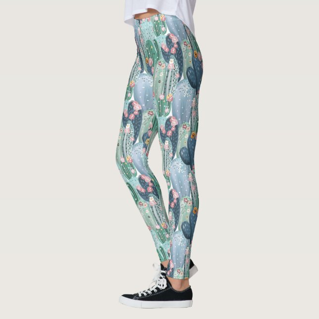 Leggings Patrón de cactus de patente suave (Izquierda)