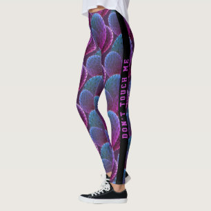 Leggings Patrón de cactus del desierto azul y púrpura de mo