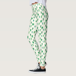 Leggings Patrón de cactus verde brillante
