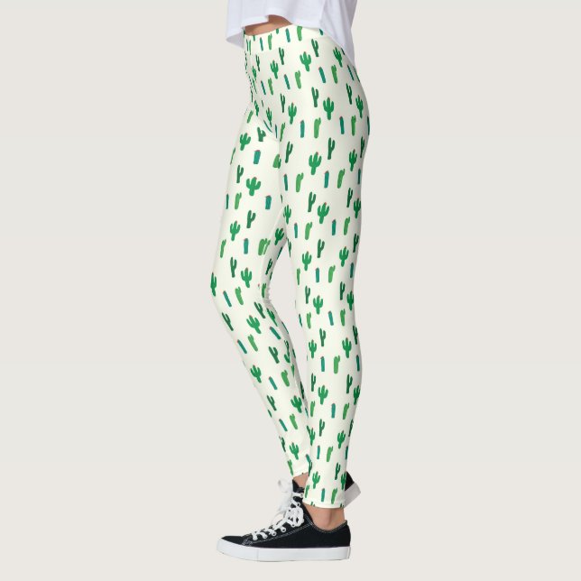 Leggings Patrón de cactus verde brillante (Izquierda)