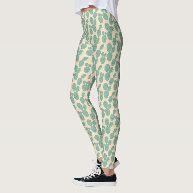 Leggings Patrón de cactus verde y rosa (Izquierda)