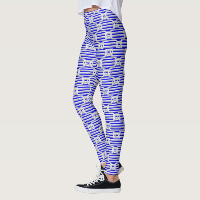 Leggings Patrón de cadena geométrica azul (Izquierda)