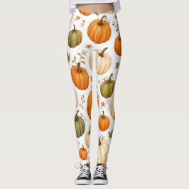 Leggings Patrón de calabaza acuarela Calabazas de otoño 