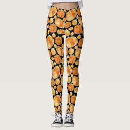 Leggings Patrón de calabaza acuática de la naranja Hallowee