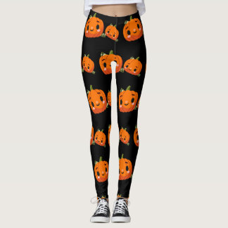 Leggings Patrón de calabaza con tema de Halloween