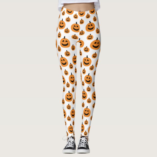 Leggings Patrón de calabaza divertida (Anverso)