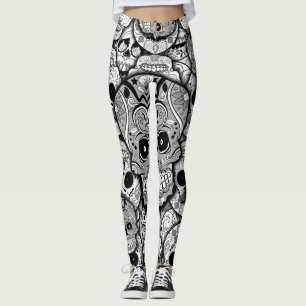 Leggings Patrón de calaveras azucareras