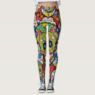 Leggings Patrón de calaveras azucareras