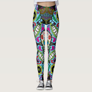 Leggings Patrón de calaveras azucareras