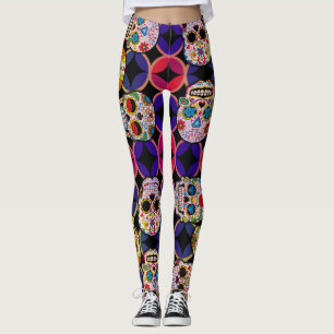 Leggings Patrón de calaveras azucareras