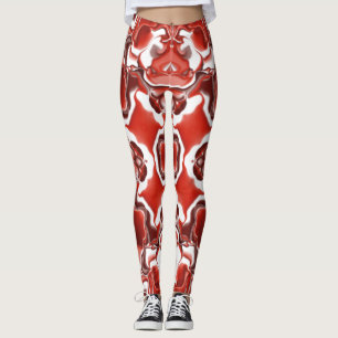 Leggings Patrón de caleidoscopio rojo de caramelo y grosell