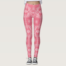 Leggings Patrón de caleidoscopio rosa y blanco