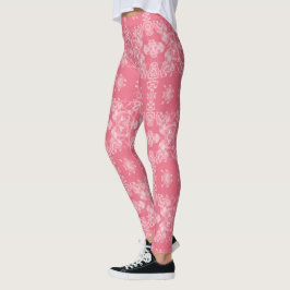 Leggings Patrón de caleidoscopio rosa y blanco