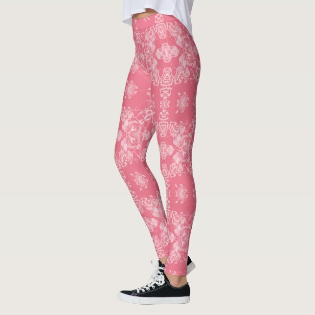 Leggings Patrón de caleidoscopio rosa y blanco (Izquierda)