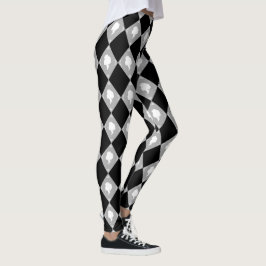 Leggings Patrón de Cameo Harlequin en negro, blanco, gris