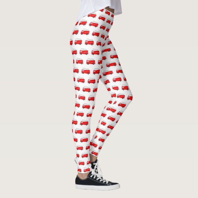 Leggings Patrón de camiones de incendios rojos (Derecha)