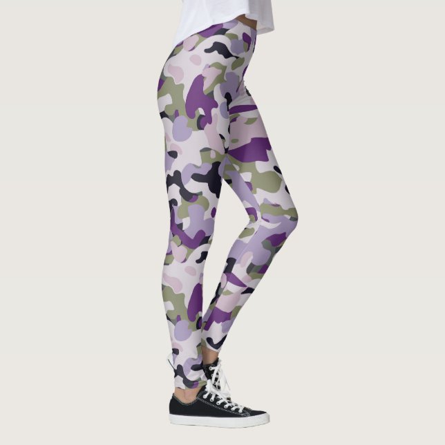 Leggings Patrón de Camo Verde de Lavanda de Camuflaje Púrpu (Derecha)